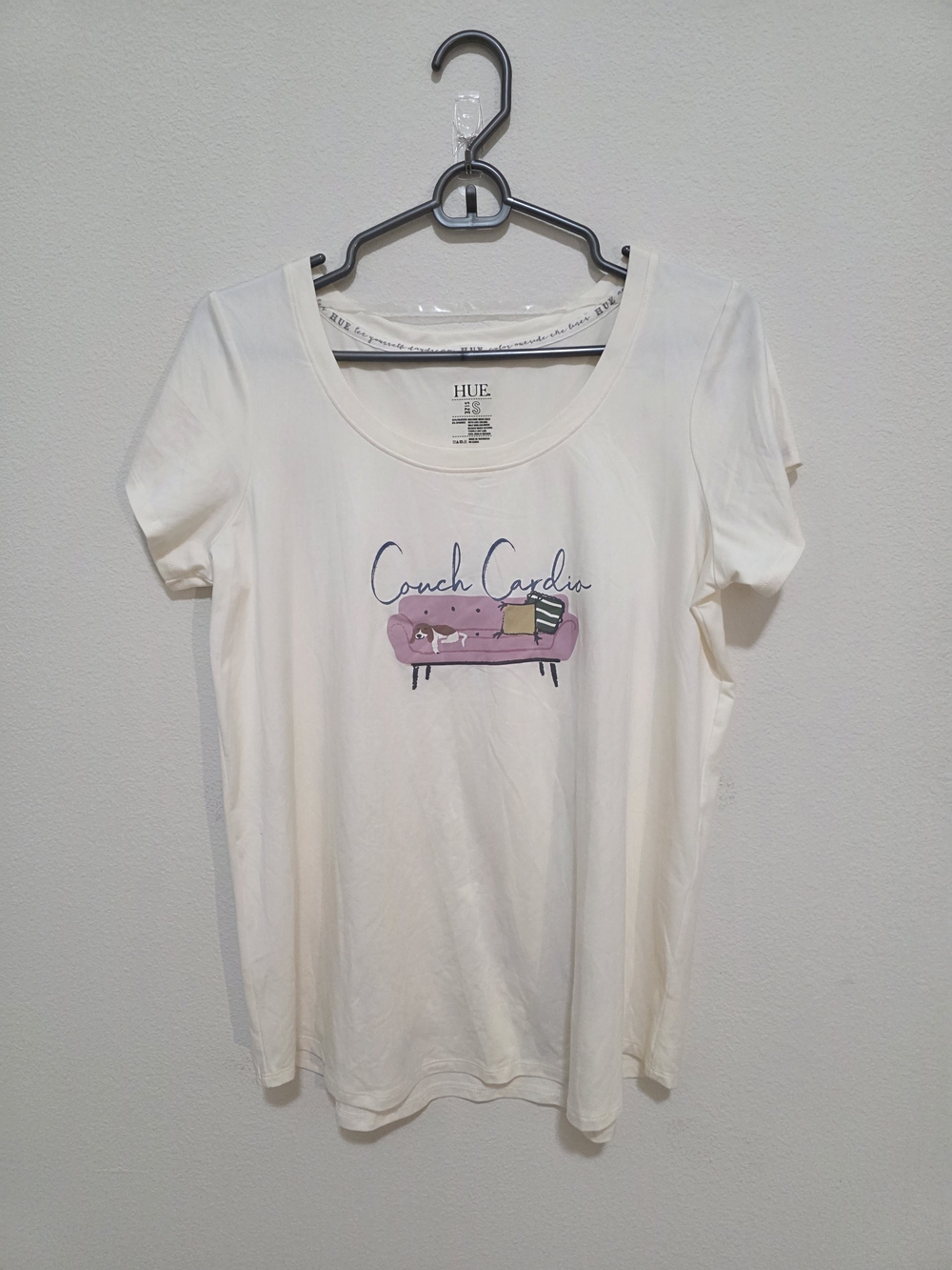 HUE Cream Short-Sleeve Tee with Pink Couch Graphic